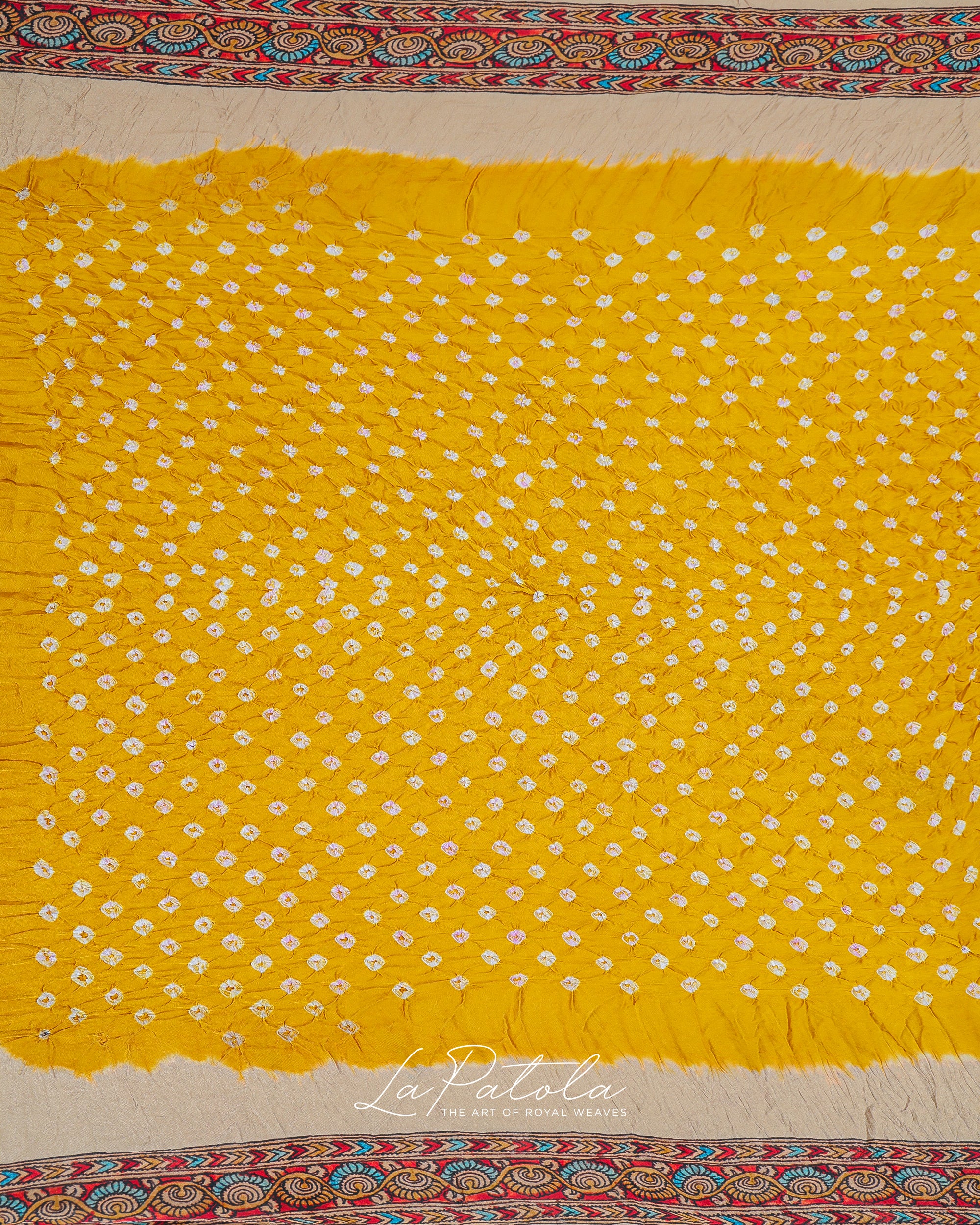 Mustard Printed Pallu Bandhej Saree