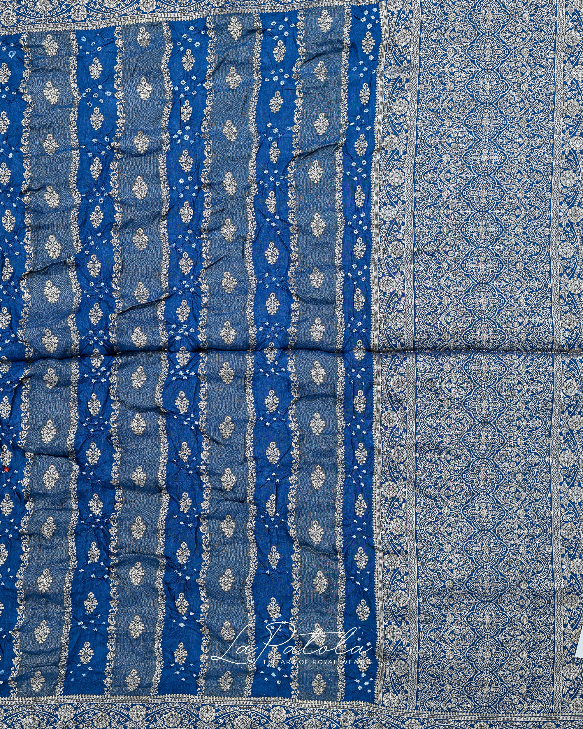 Powder Blue Zari Bandhej Saree