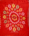 Red Leaf Motif Bandhej Saree