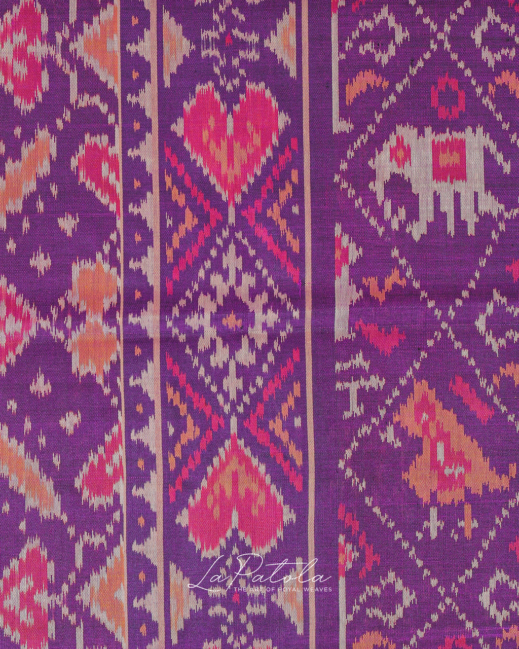 Royal Purple Elephant Motif Patola Saree