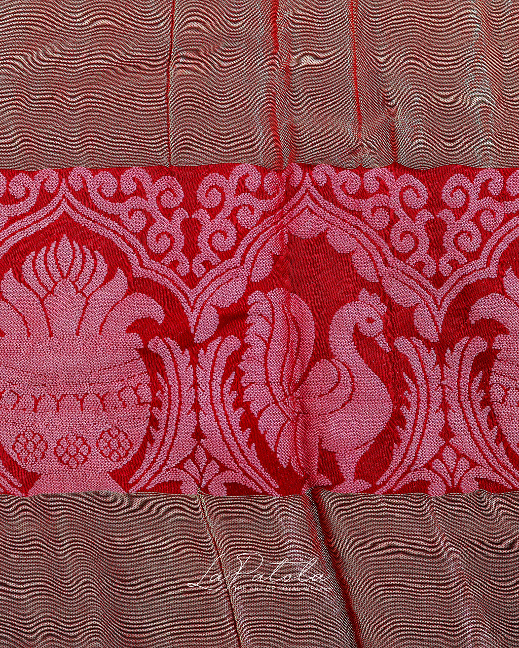 Red Paisley Dot Bandhej Saree