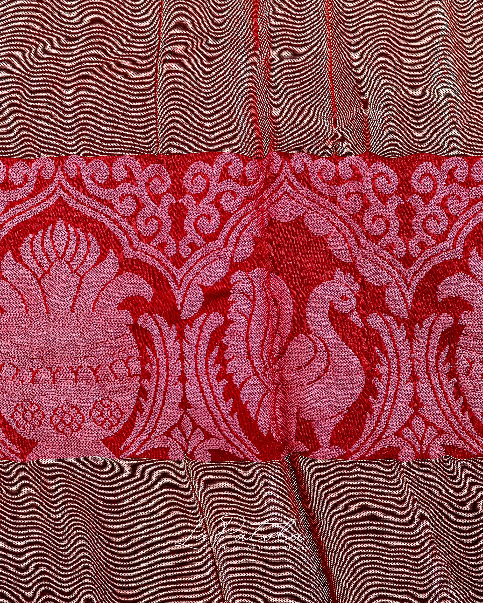 Red Paisley Dot Bandhej Saree