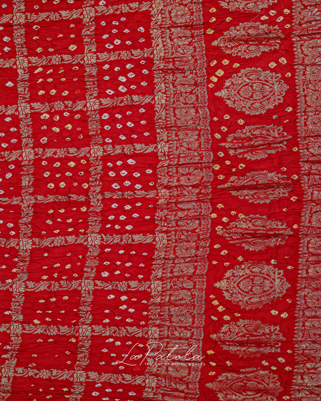 Red Ornate Pallu Bandhej Saree