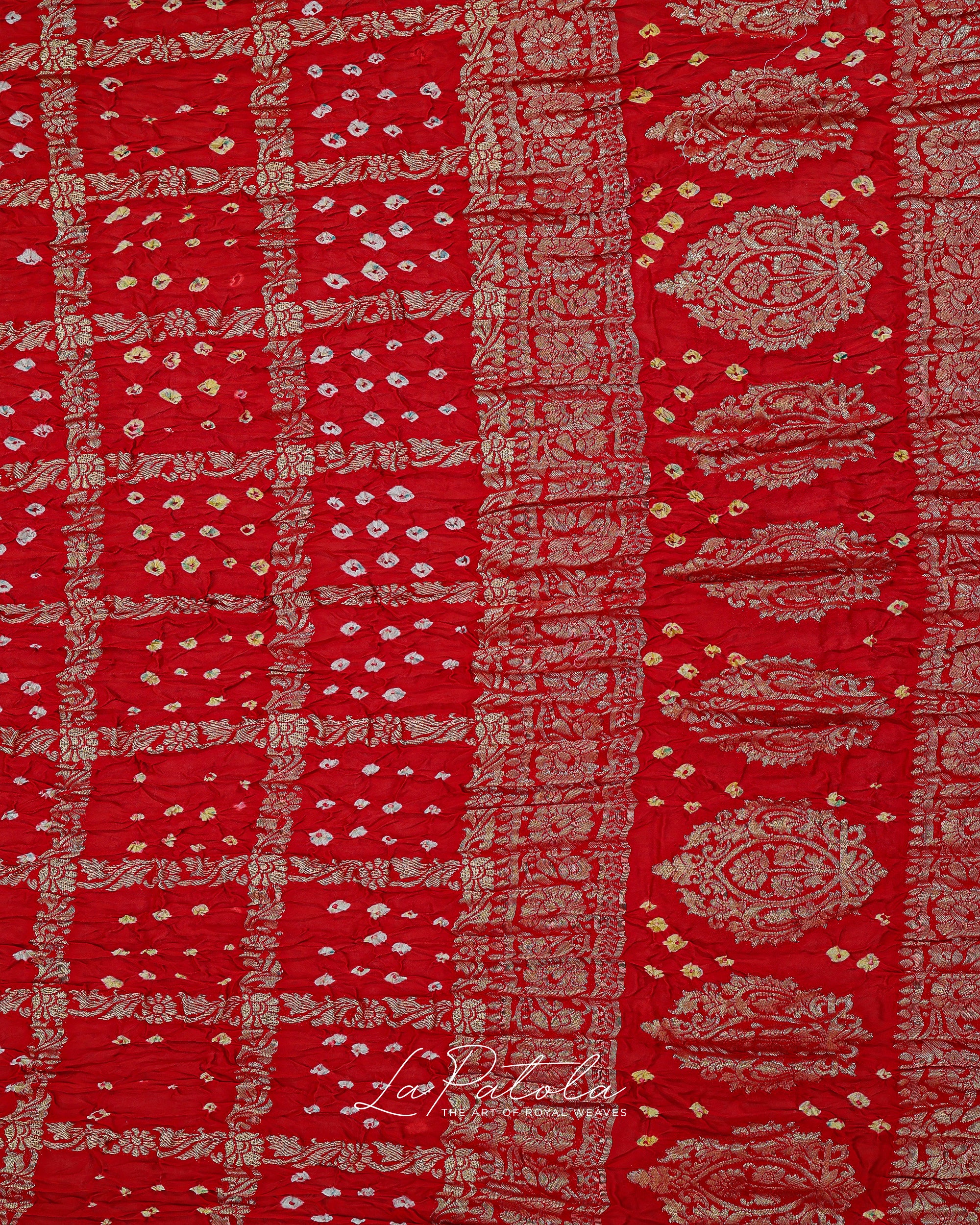 Red Ornate Pallu Bandhej Saree