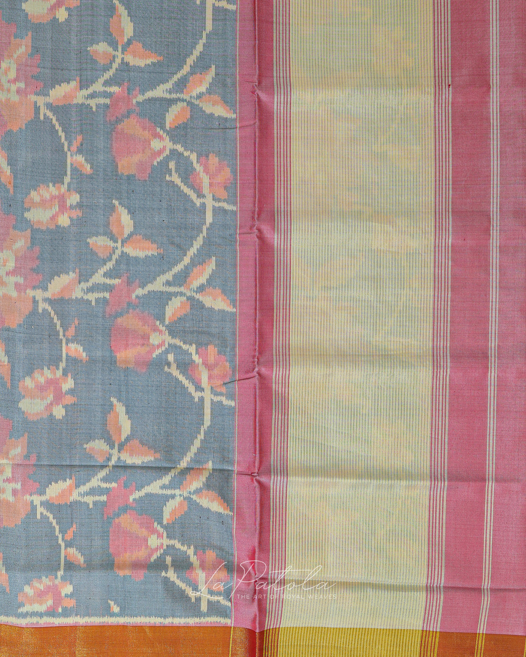 Powder Blue Floral Vine Patola Saree