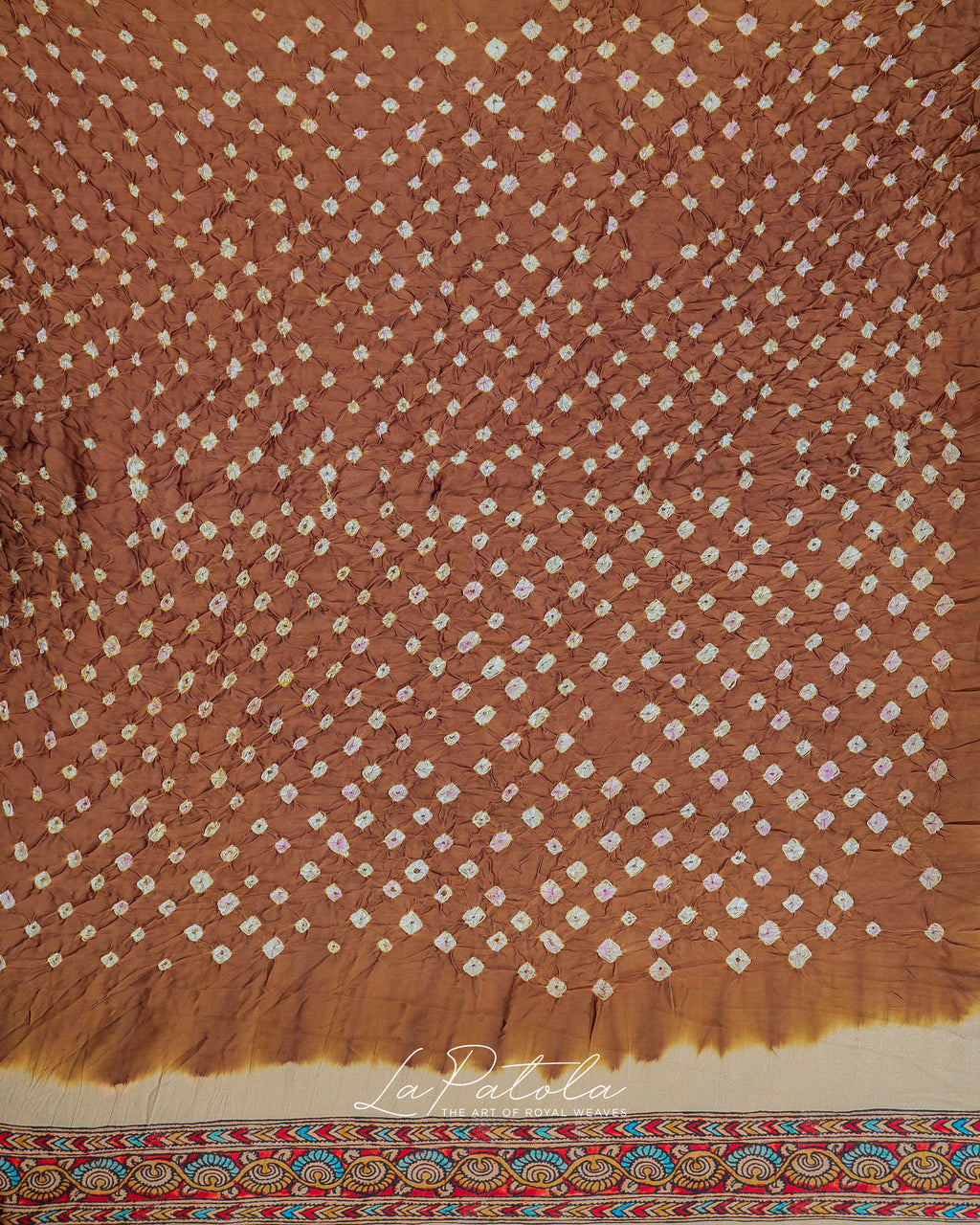 Mocha Printed Pallu Bandhej Saree