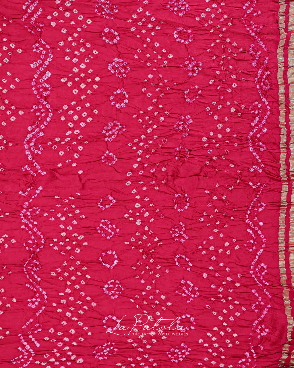 Rani Pink Check Bandhej Saree