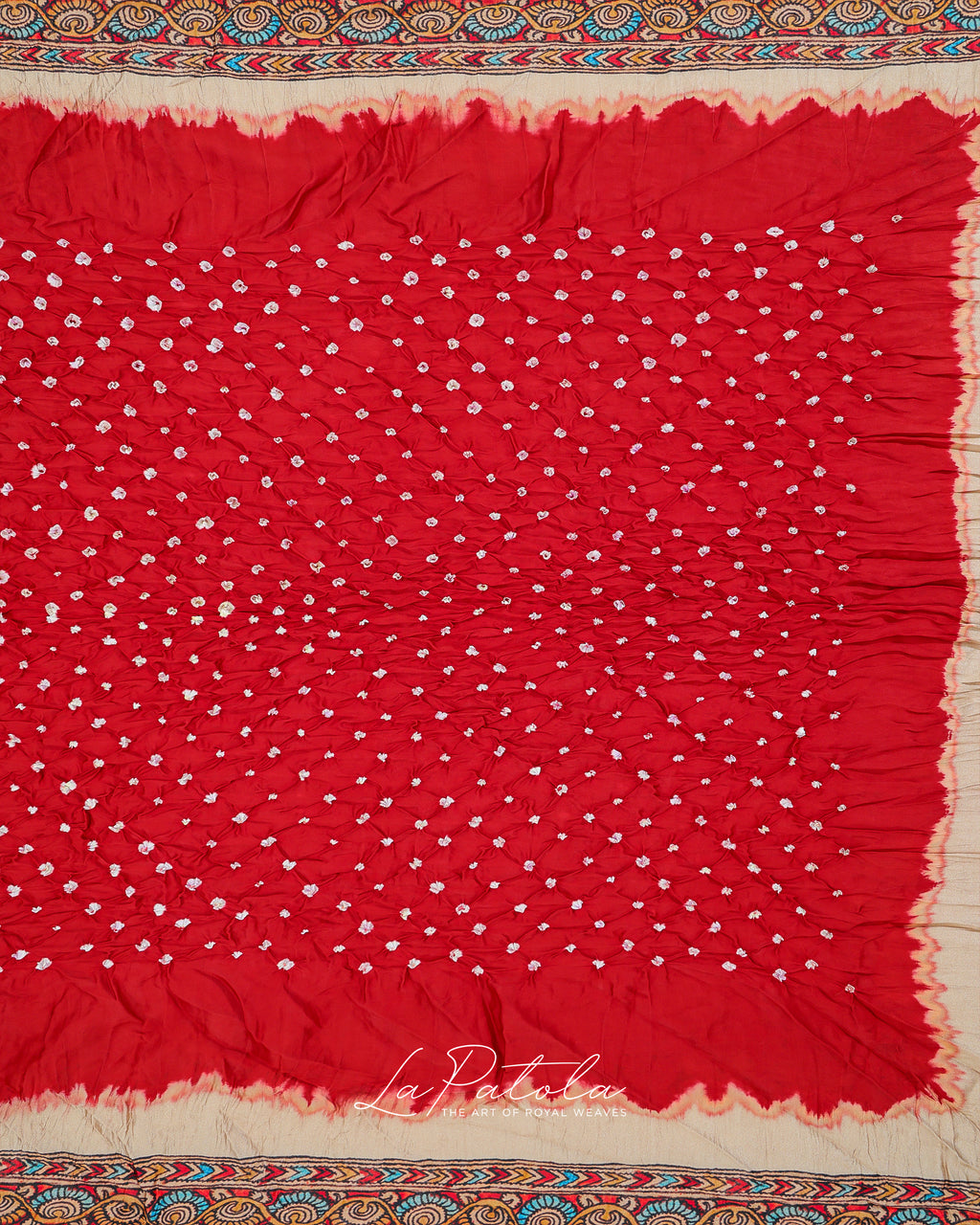 Red Printed Pallu Bandhej Saree