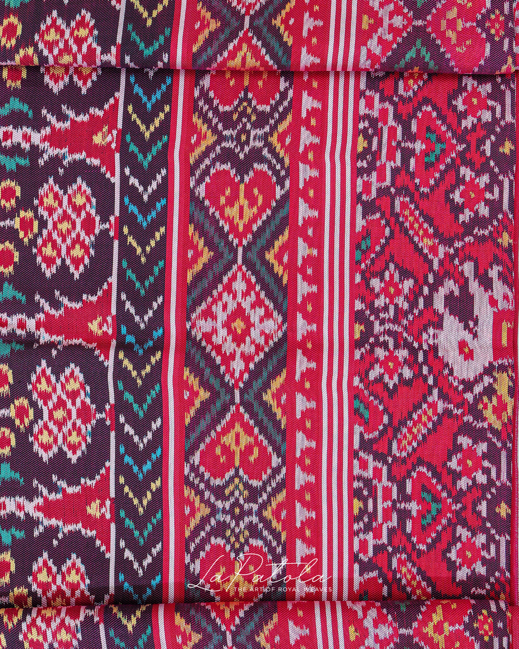 Pink Black Panel Patola Saree