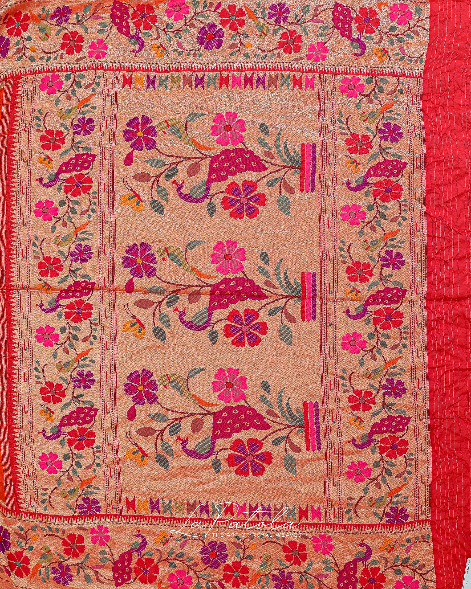 Orange Floral Pallu Bandhej Saree