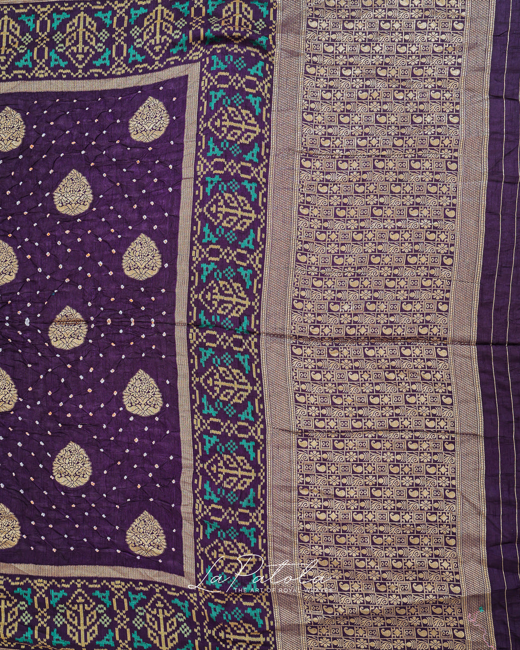 Deep Purple Paisley Pallu Bandhej Saree