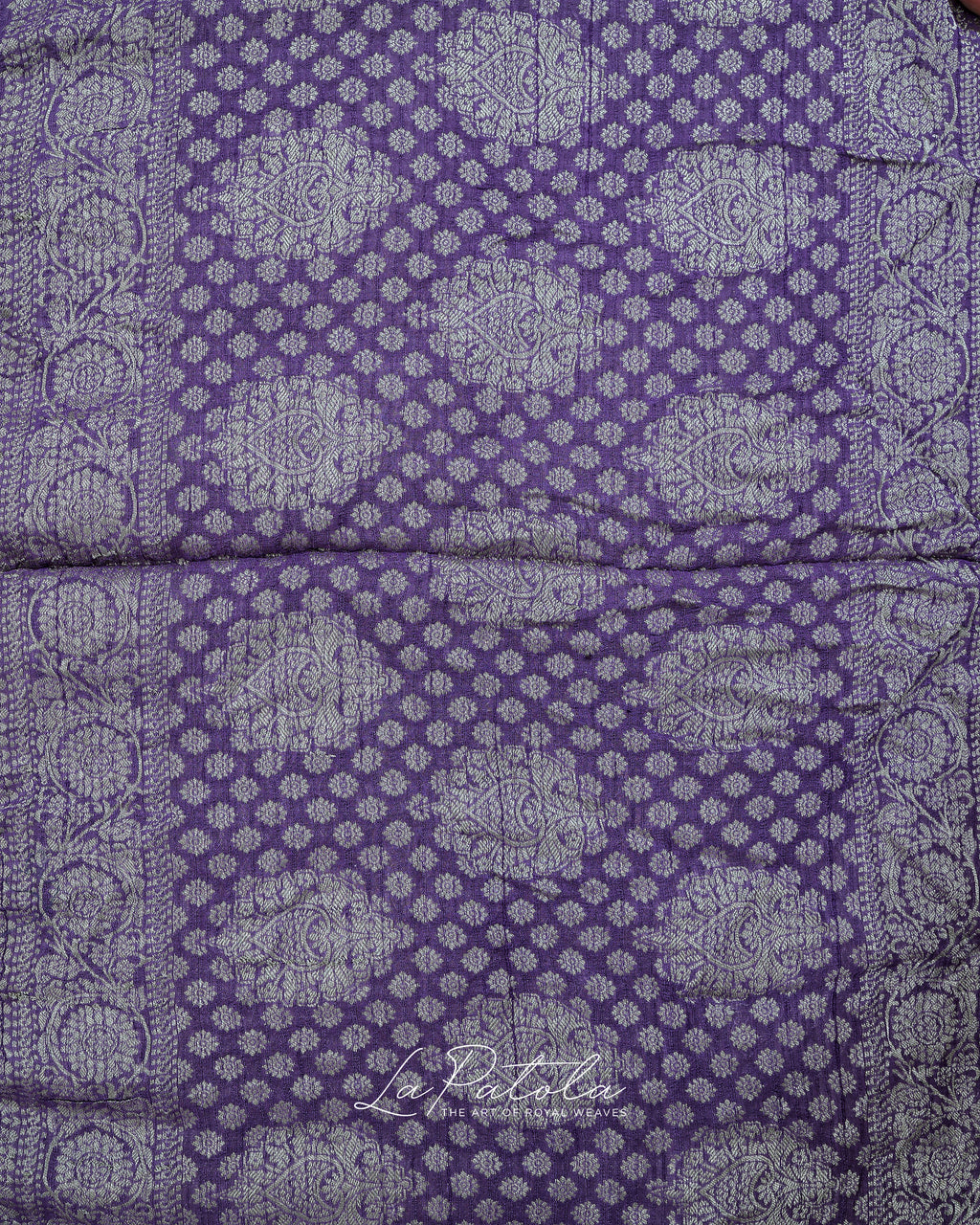 Lavender Jacquard Bandhej Saree