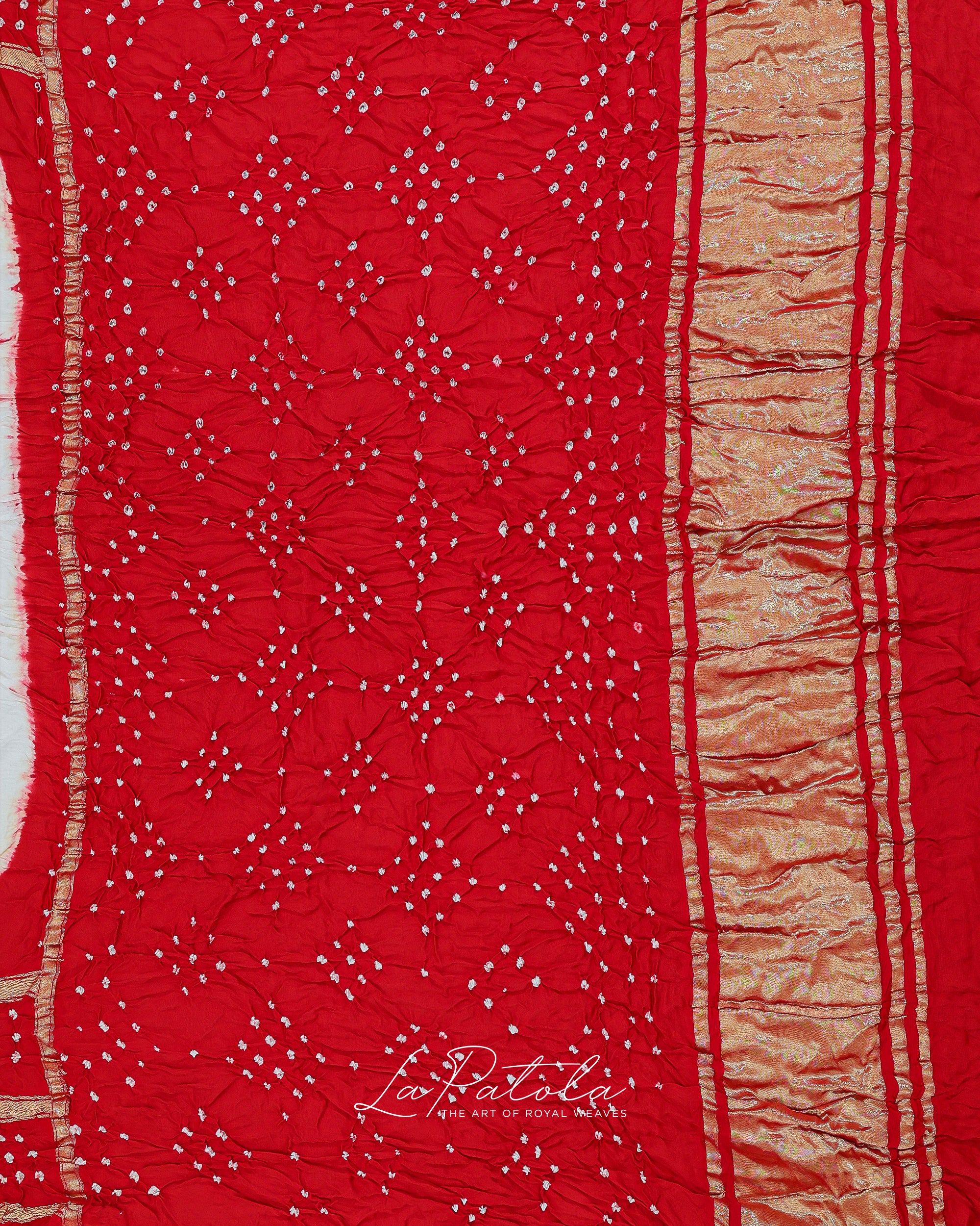 Red Statement Border Bandhej Saree