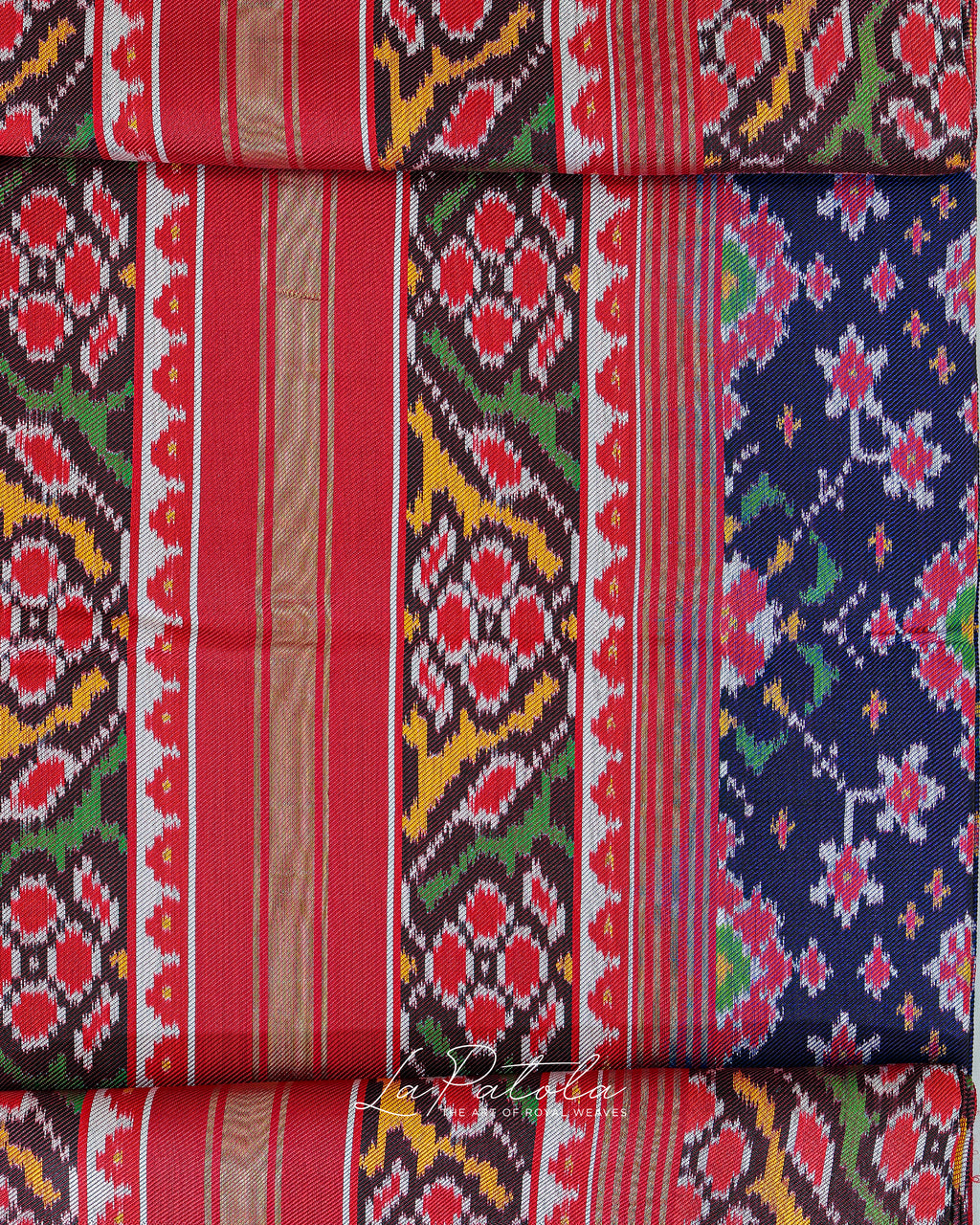 Coral Navratan Stripe Patola Saree