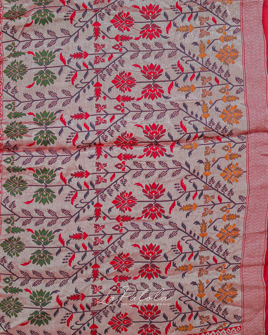 Pink Floral Panel Bandhej Saree