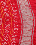 Red Leheriya Floral Bandhej Saree