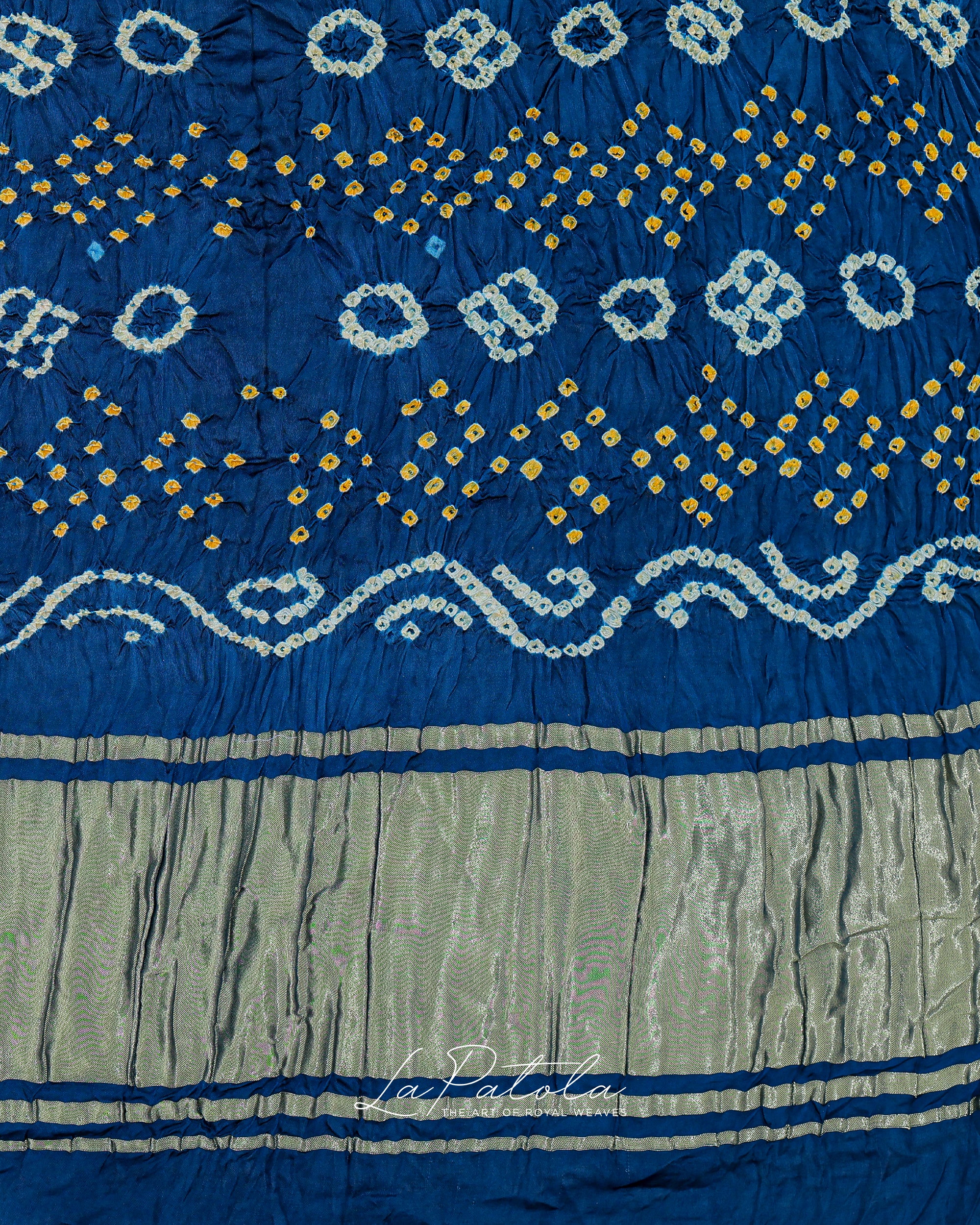 Indigo Gharchola Check Bandhej Saree