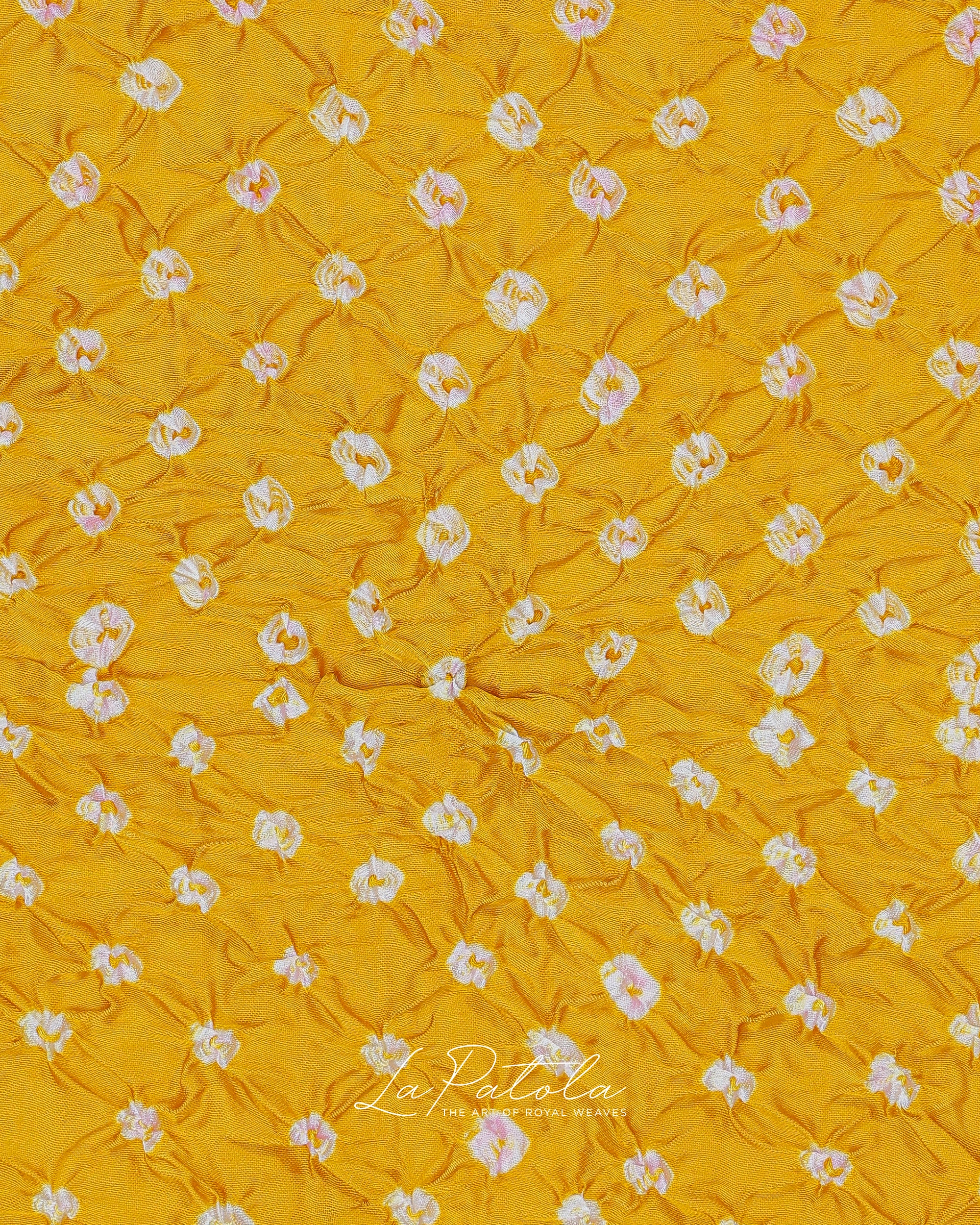 Mustard Printed Pallu Bandhej Saree