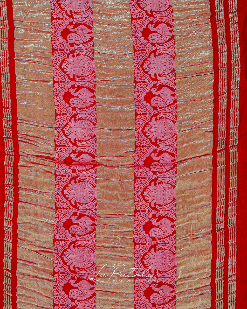 Red Paisley Dot Bandhej Saree