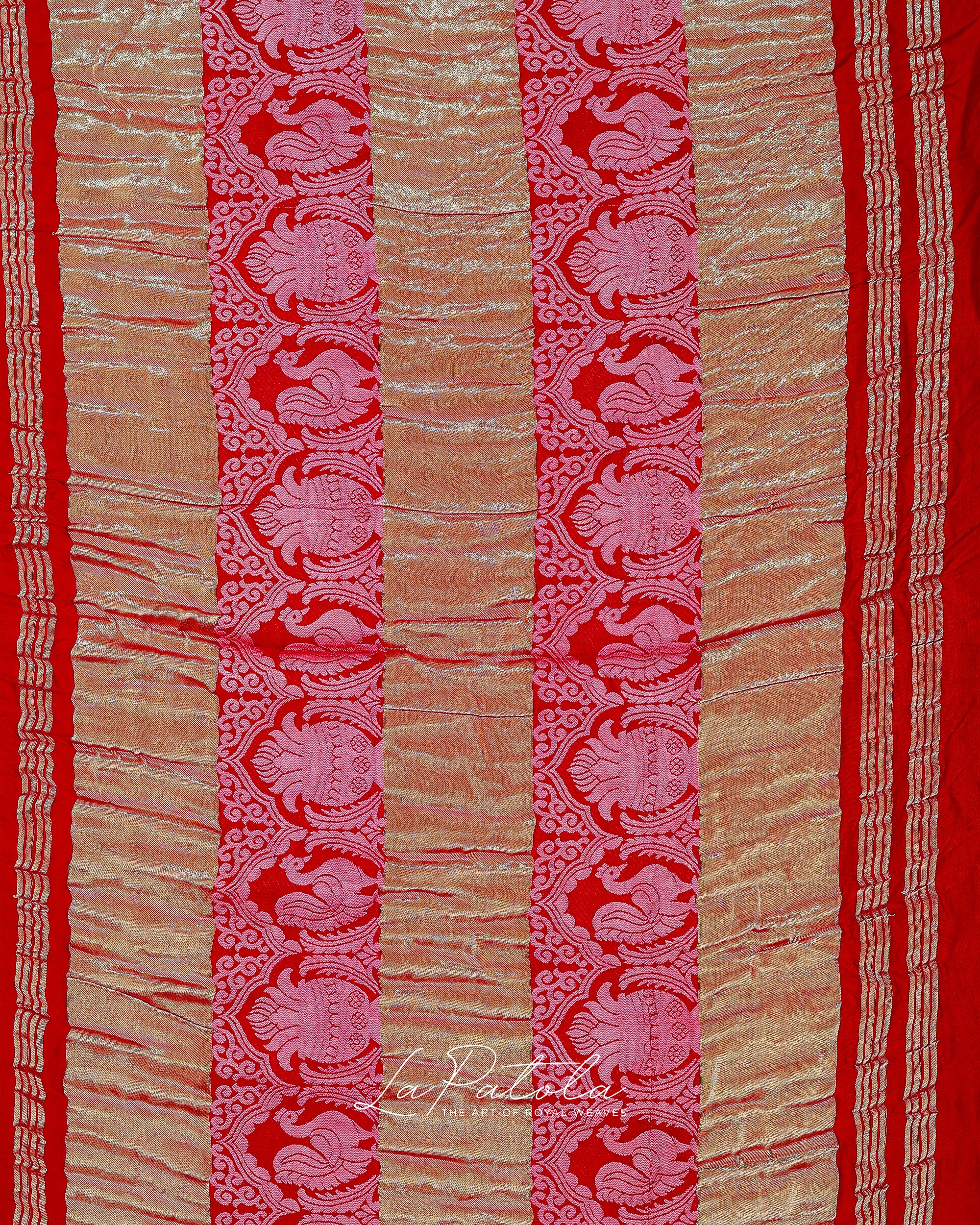 Red Paisley Dot Bandhej Saree
