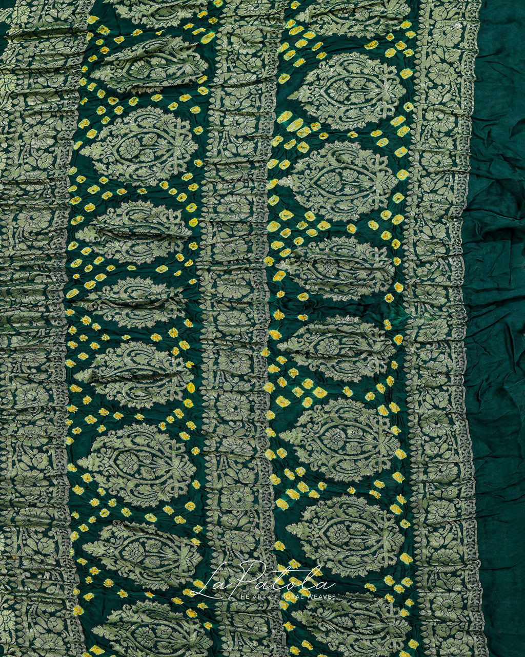 Bottle Green Gharchola Bandhej Saree