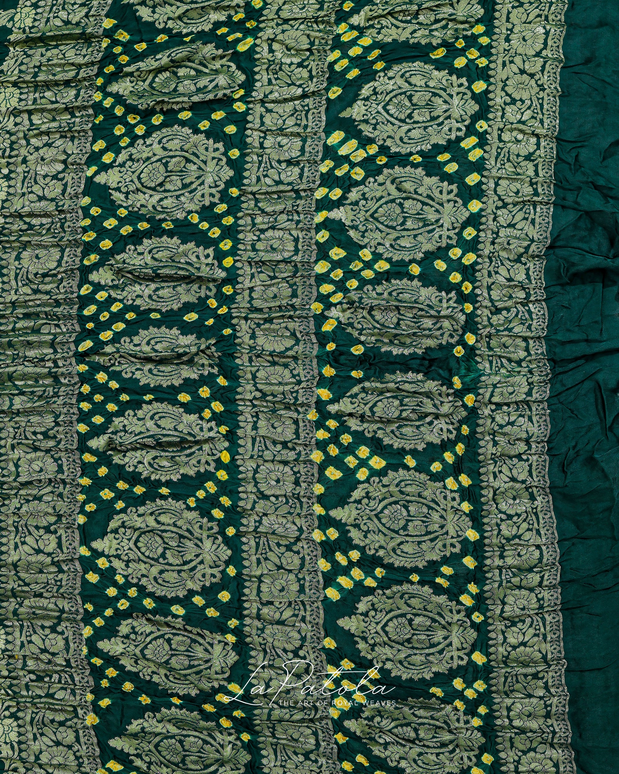 Bottle Green Gharchola Bandhej Saree