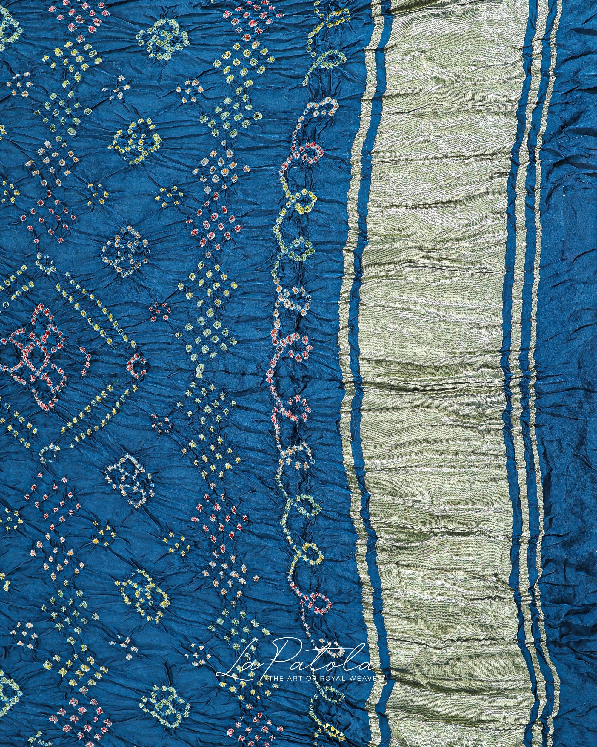 Royal Blue Leheriya Bandhej Saree
