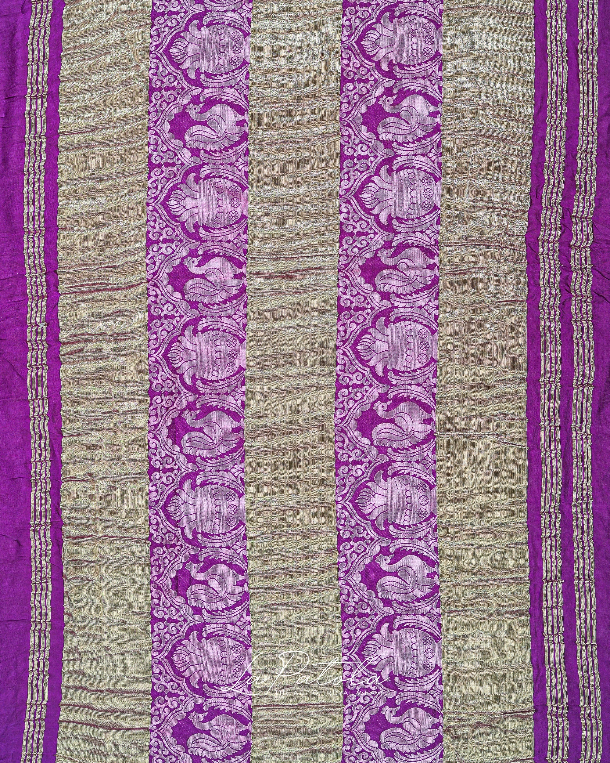 Purple Paisley Dot Bandhej Saree