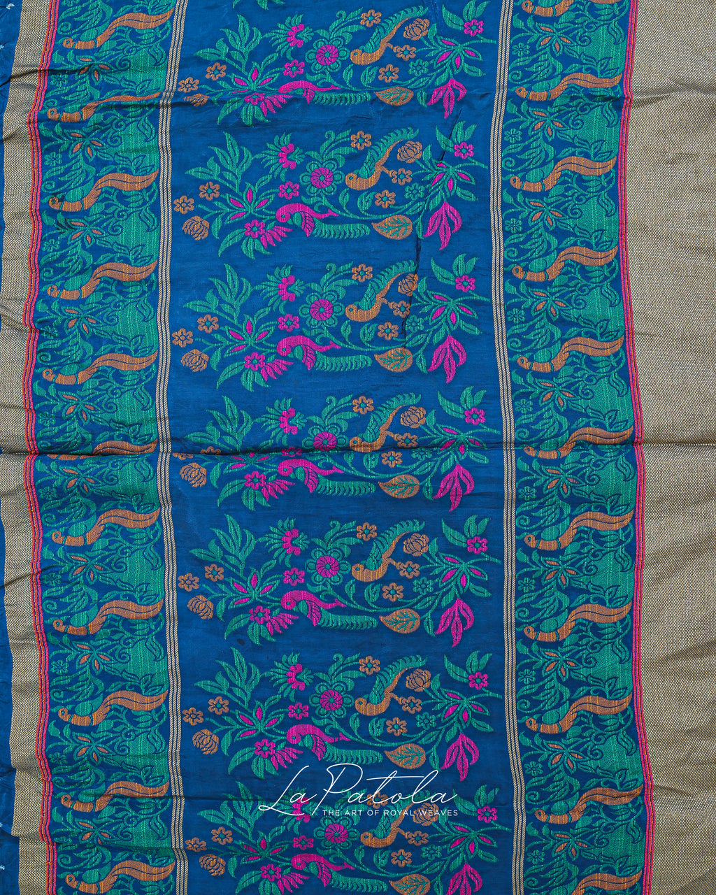 Royal Blue Floral Pallu Bandhej Saree