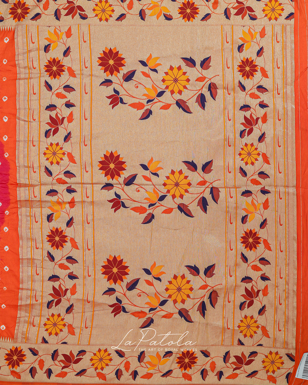 Fuchsia Floral Pallu Bandhej Saree