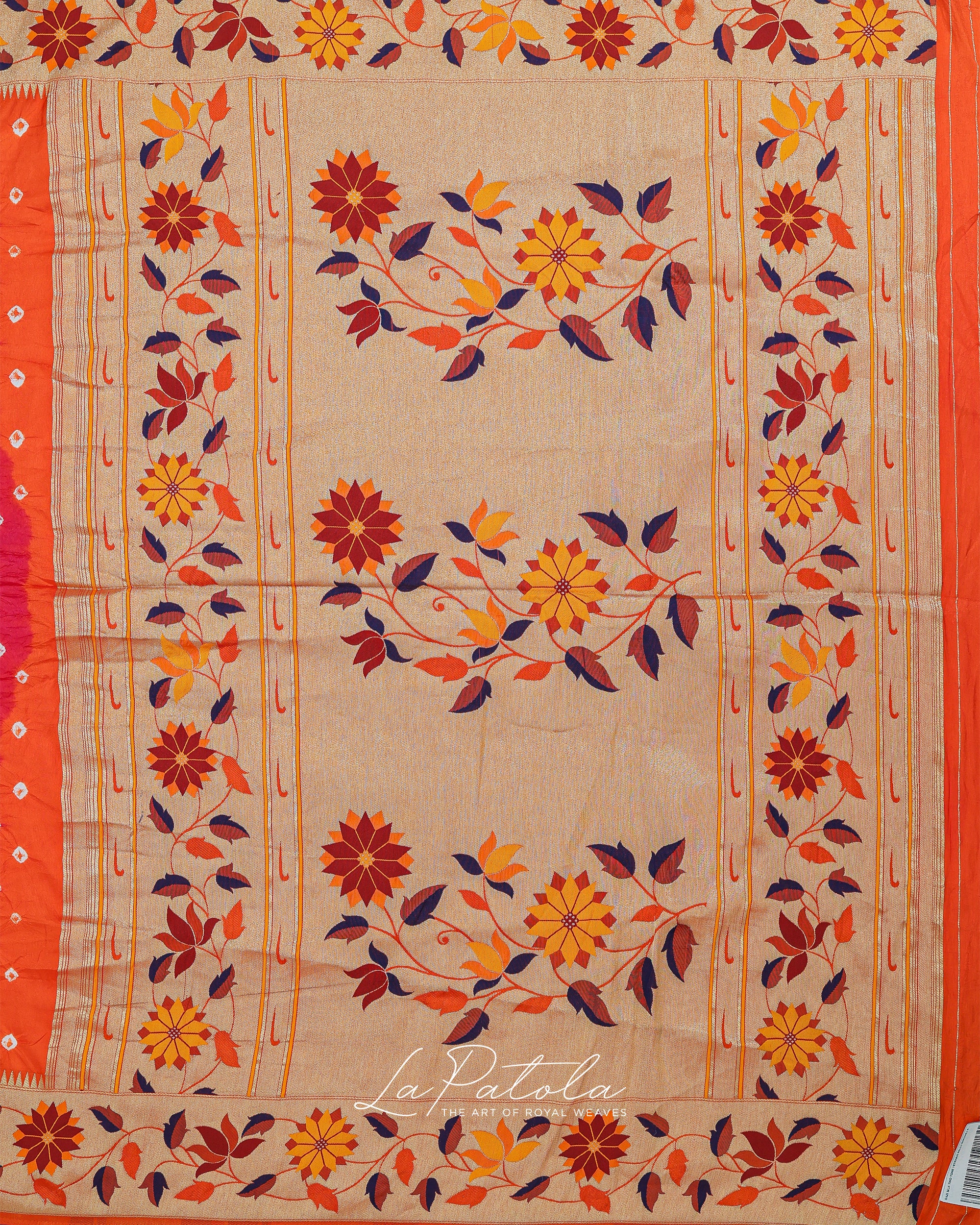 Fuchsia Floral Pallu Bandhej Saree