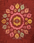 Rust Leaf Border Bandhej Saree