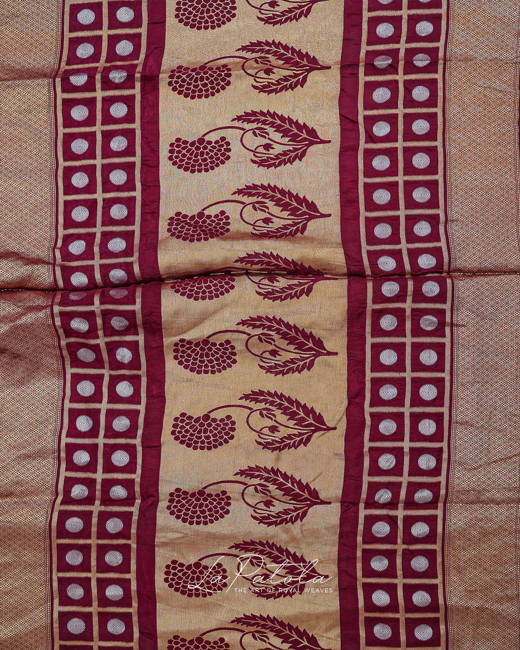 Wine Paisley Pallu Bandhej Saree
