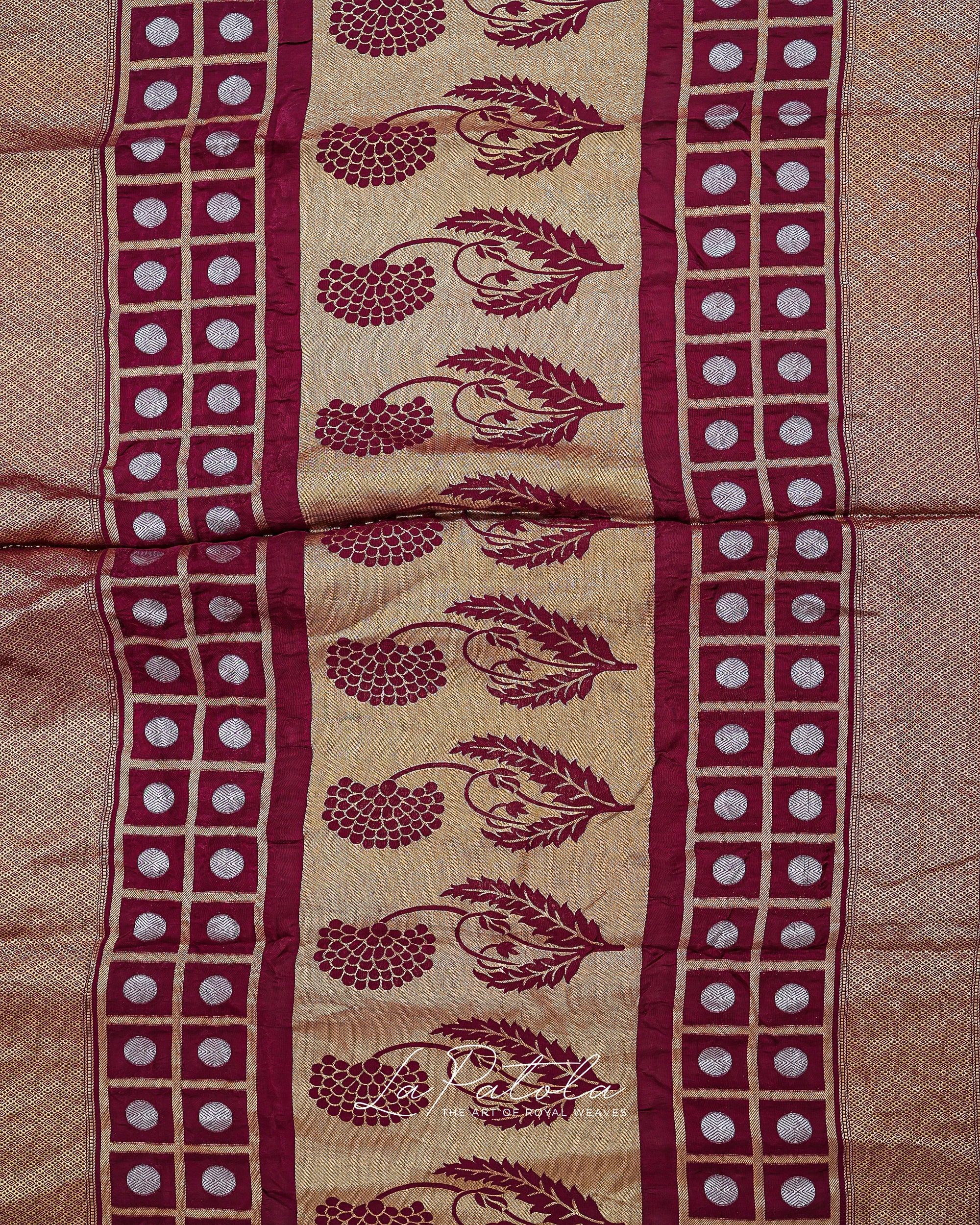 Wine Paisley Pallu Bandhej Saree