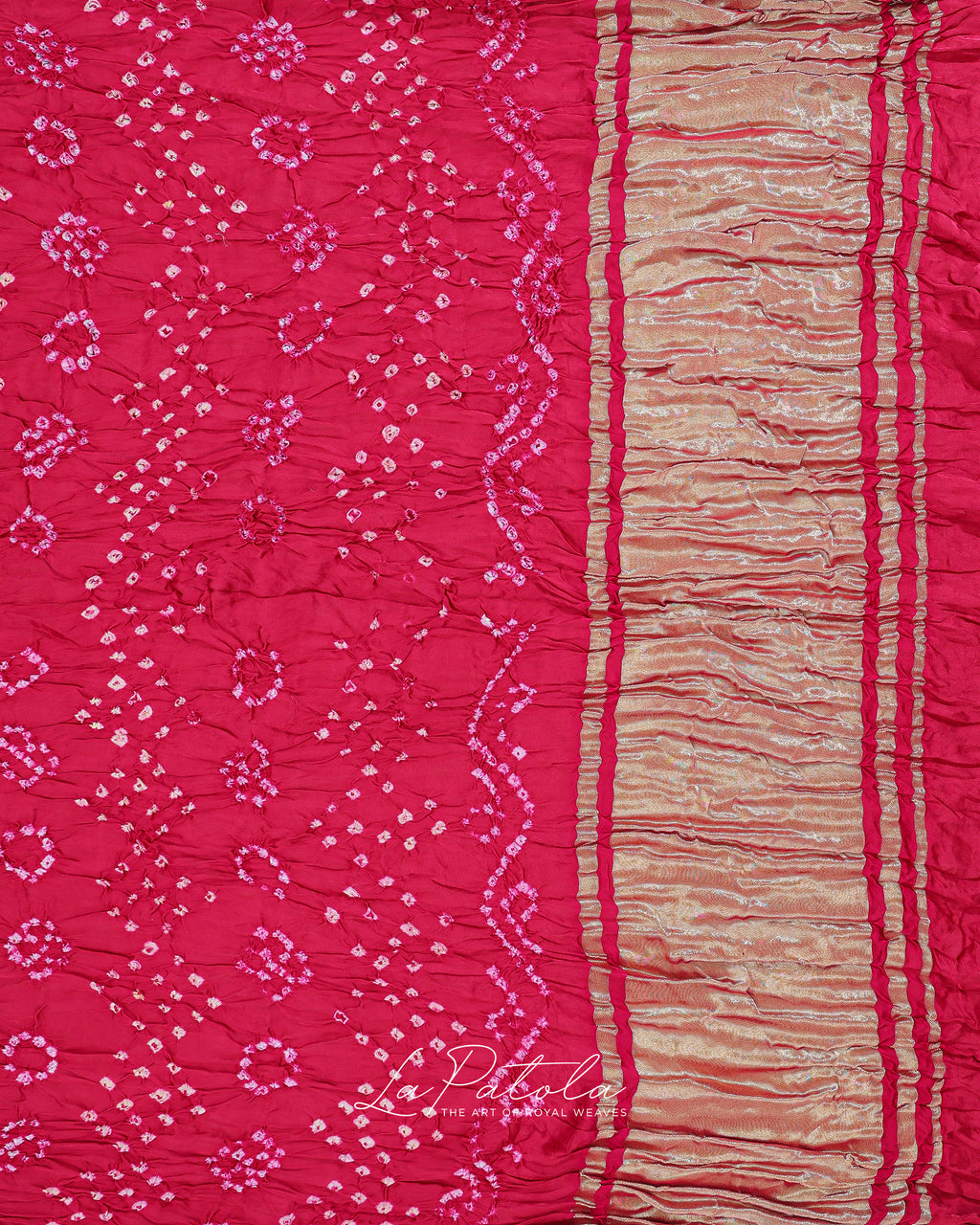 Rani Pink Check Bandhej Saree