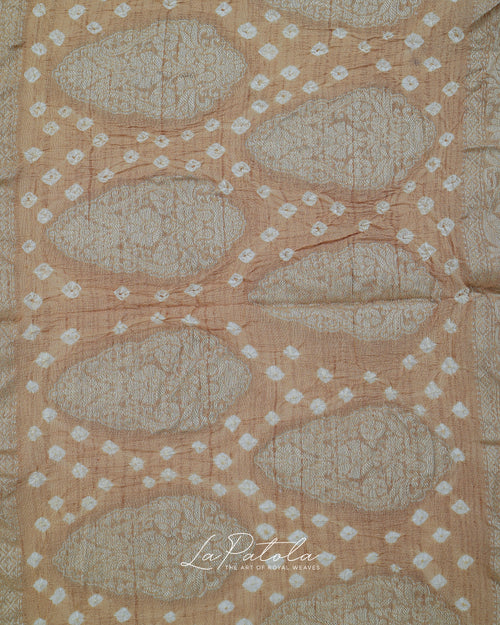 Beige Woven Pallu Bandhej Saree
