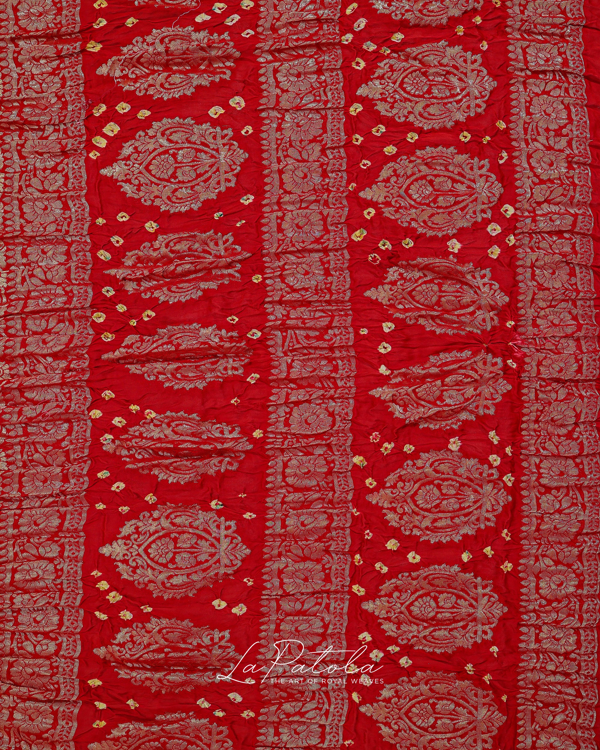 Red Ornate Pallu Bandhej Saree