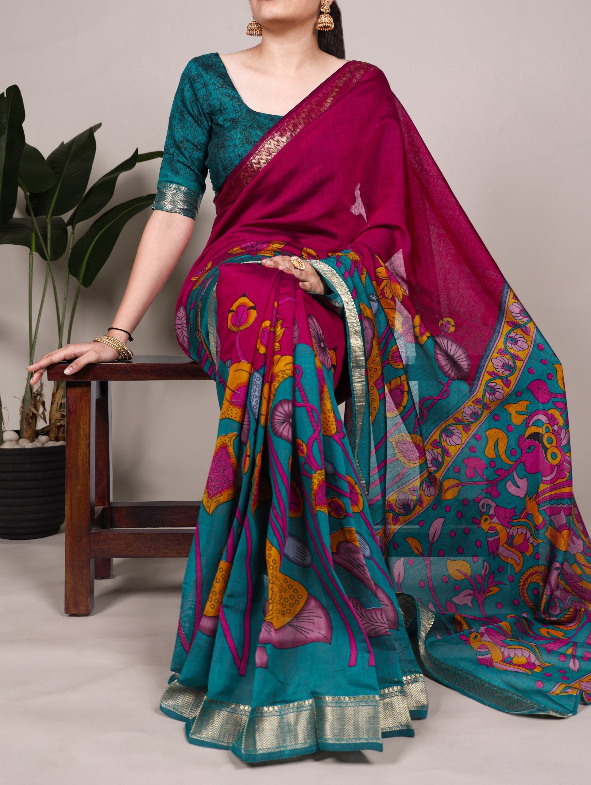 Chanderi Silk Saree For Women | Blooming Floral Design Soft Touch