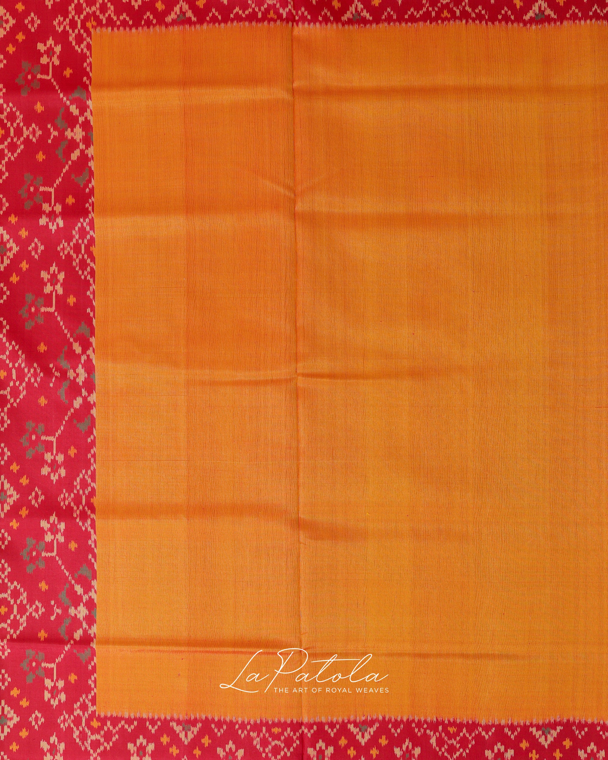 Mustard Orange Plain Border Patola Saree
