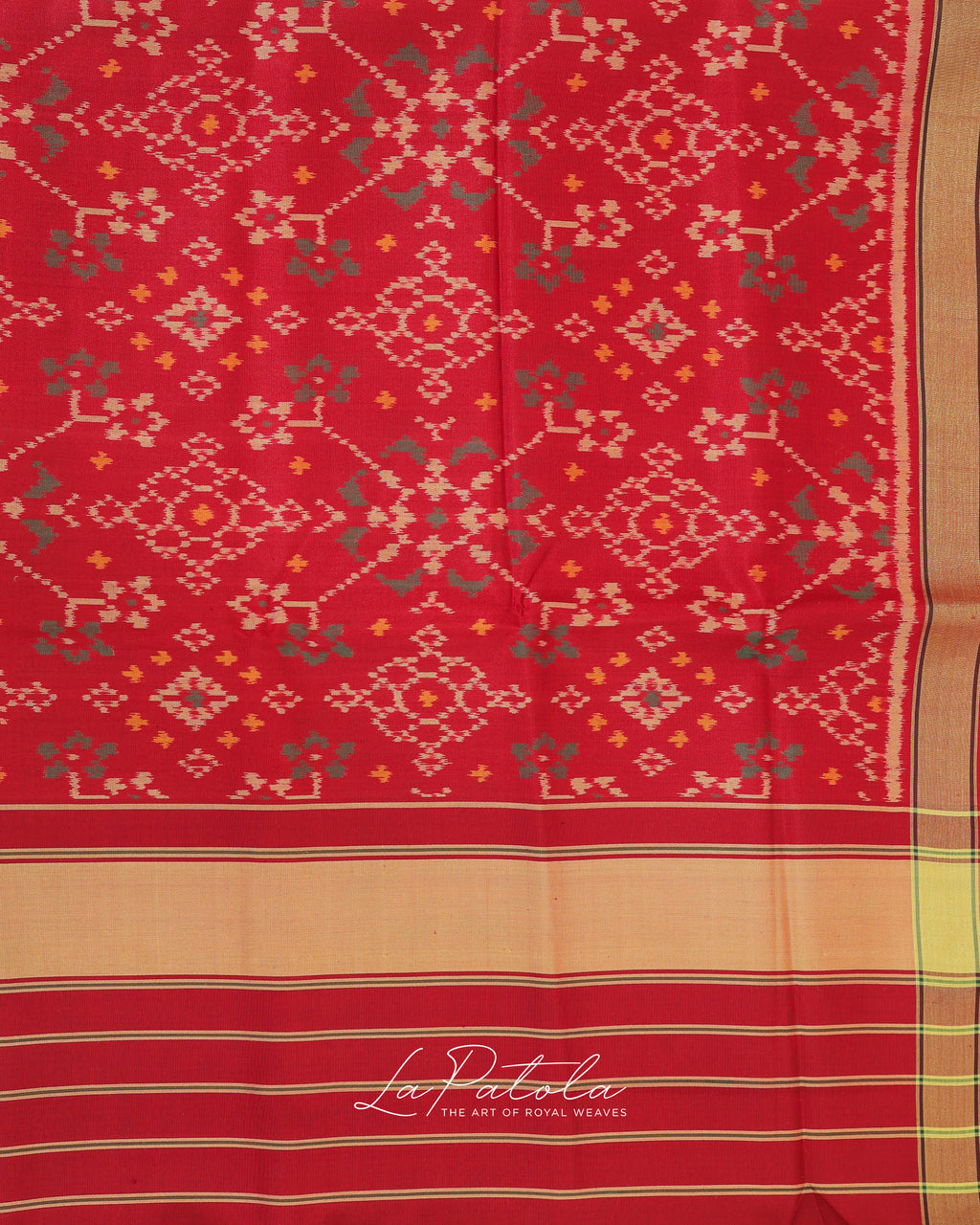 Mustard Orange Plain Border Patola Saree