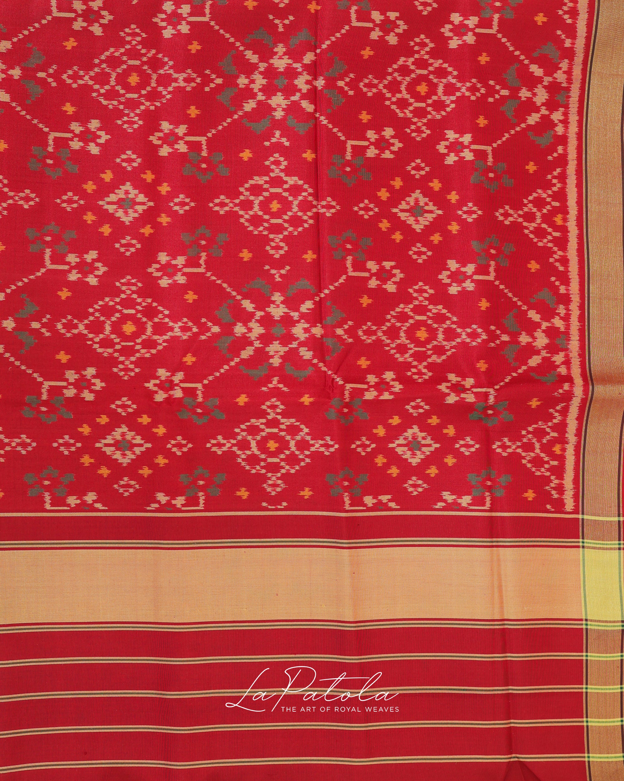 Mustard Orange Plain Border Patola Saree