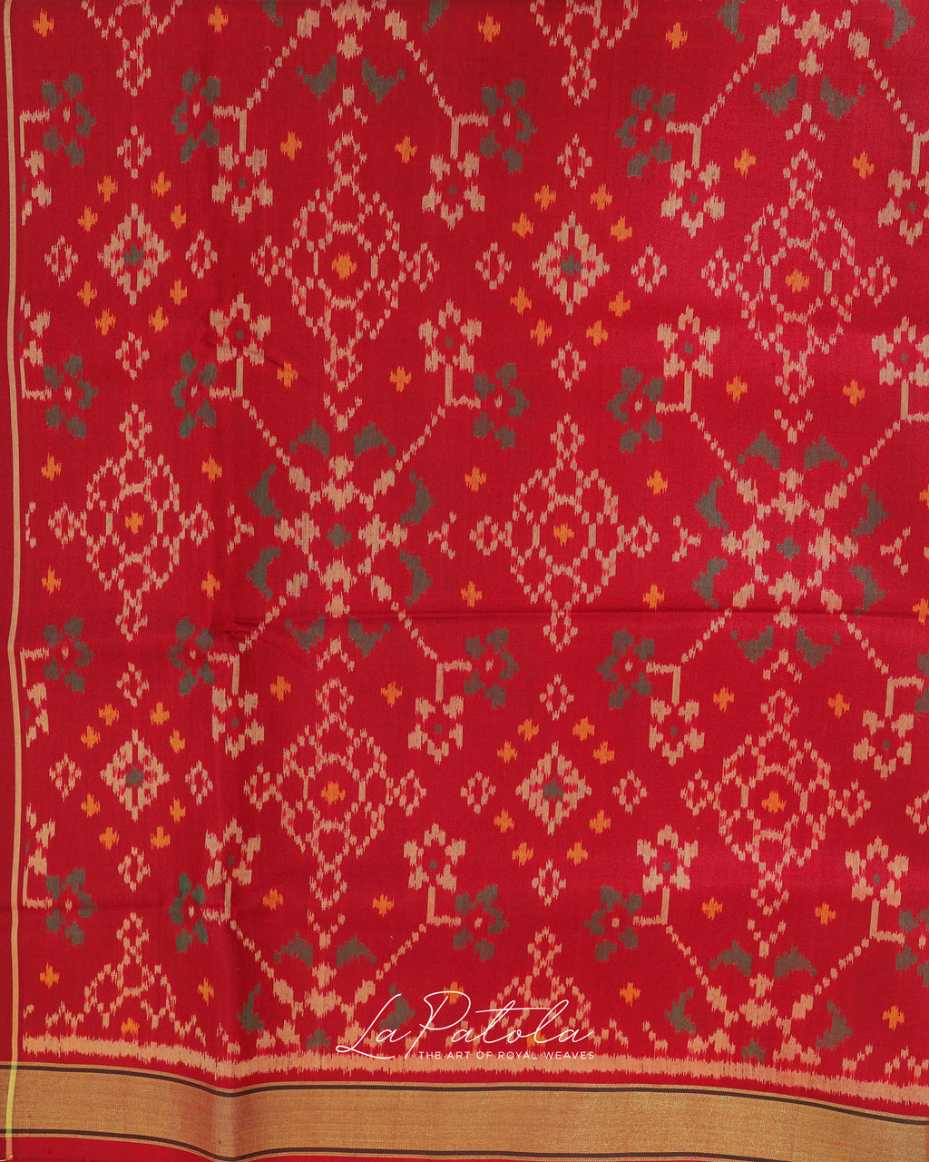 Mustard Orange Plain Border Patola Saree
