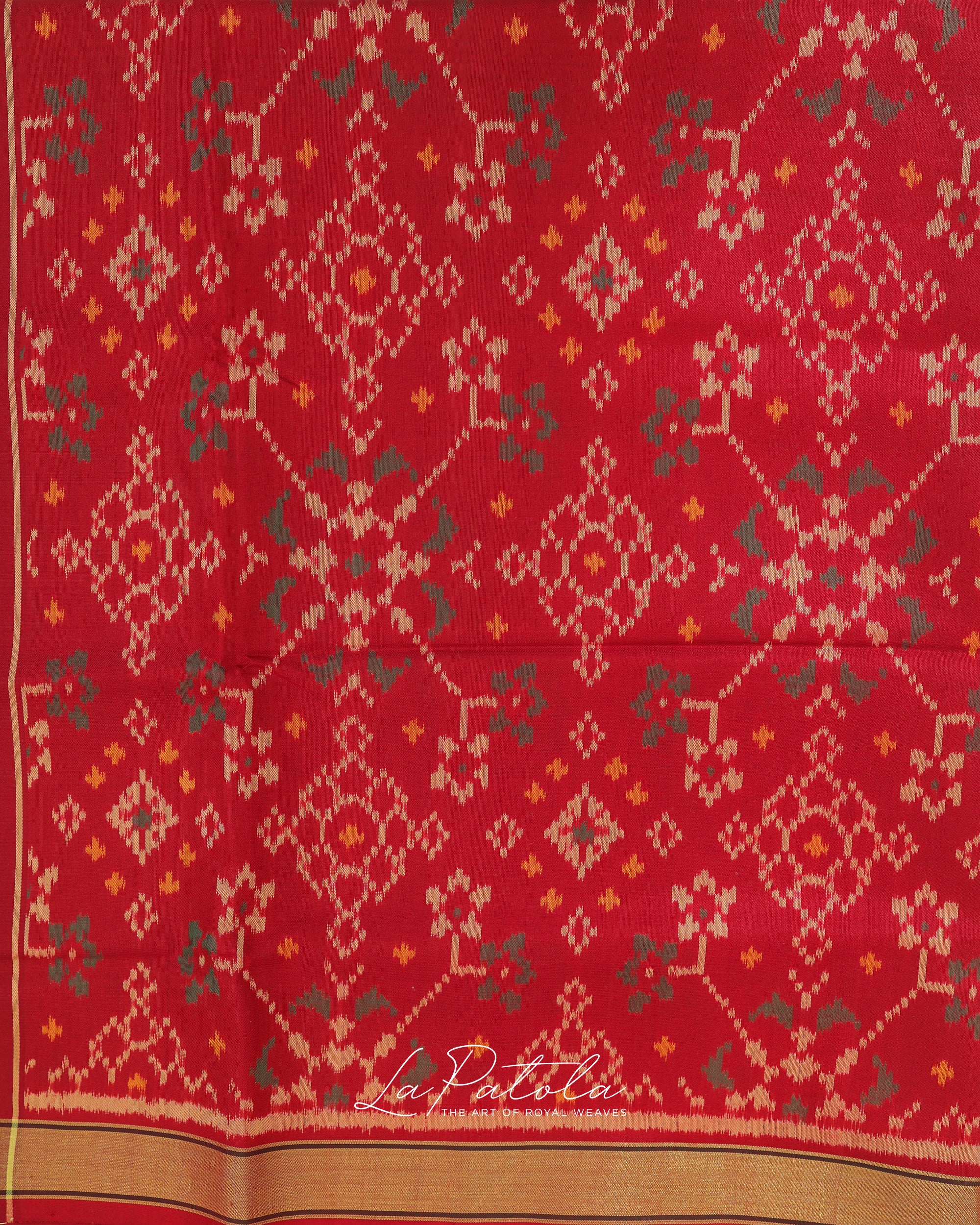 Mustard Orange Plain Border Patola Saree