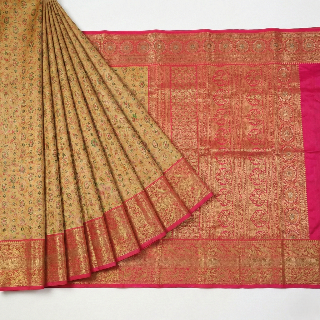 Kalamkari Style Saree, Running Blouse