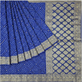 Kadwa Handloom Raidana Royal Blue Bandhej Saree