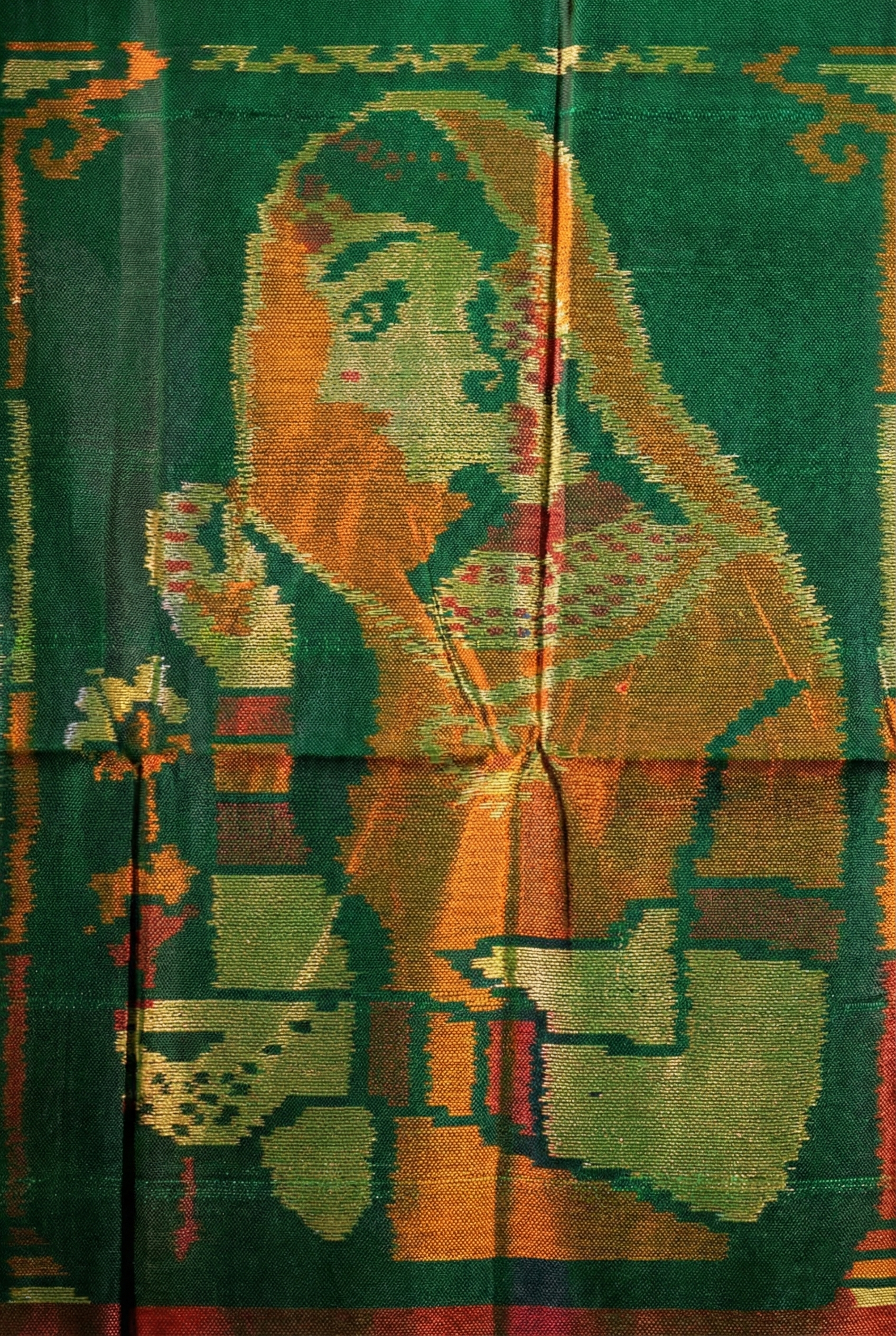 Black Pure Zari Patola Silk Saree with Gold Detailing - Black with gold detailing