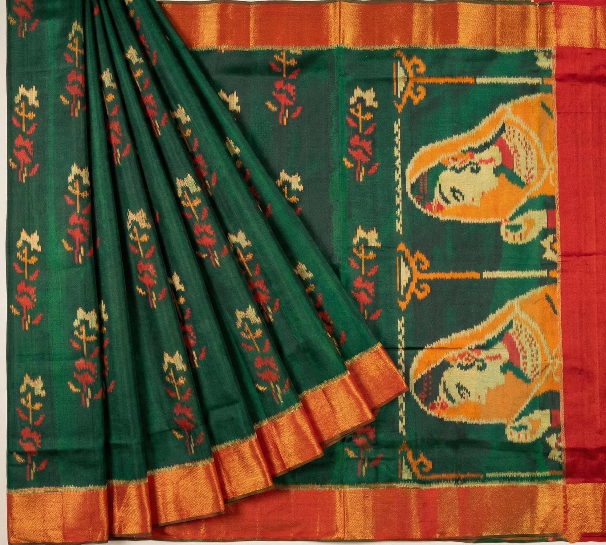 Black Pure Zari Patola Silk Saree with Gold Detailing - Black with gold detailing