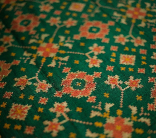 Black Pure Zari Patola Silk Saree with Gold Detailing - Black with gold detailing