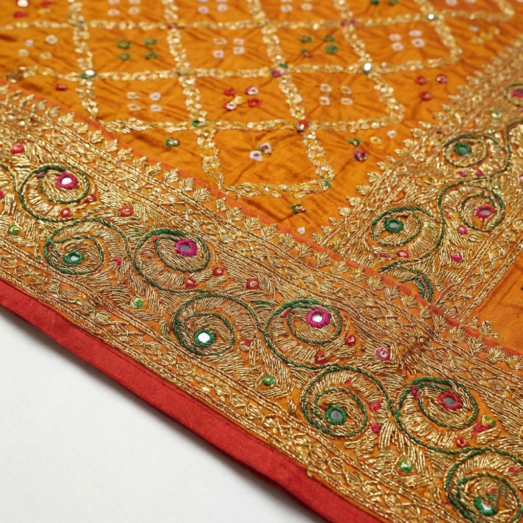 Golden Zari Gajmiter Work Silk Saree