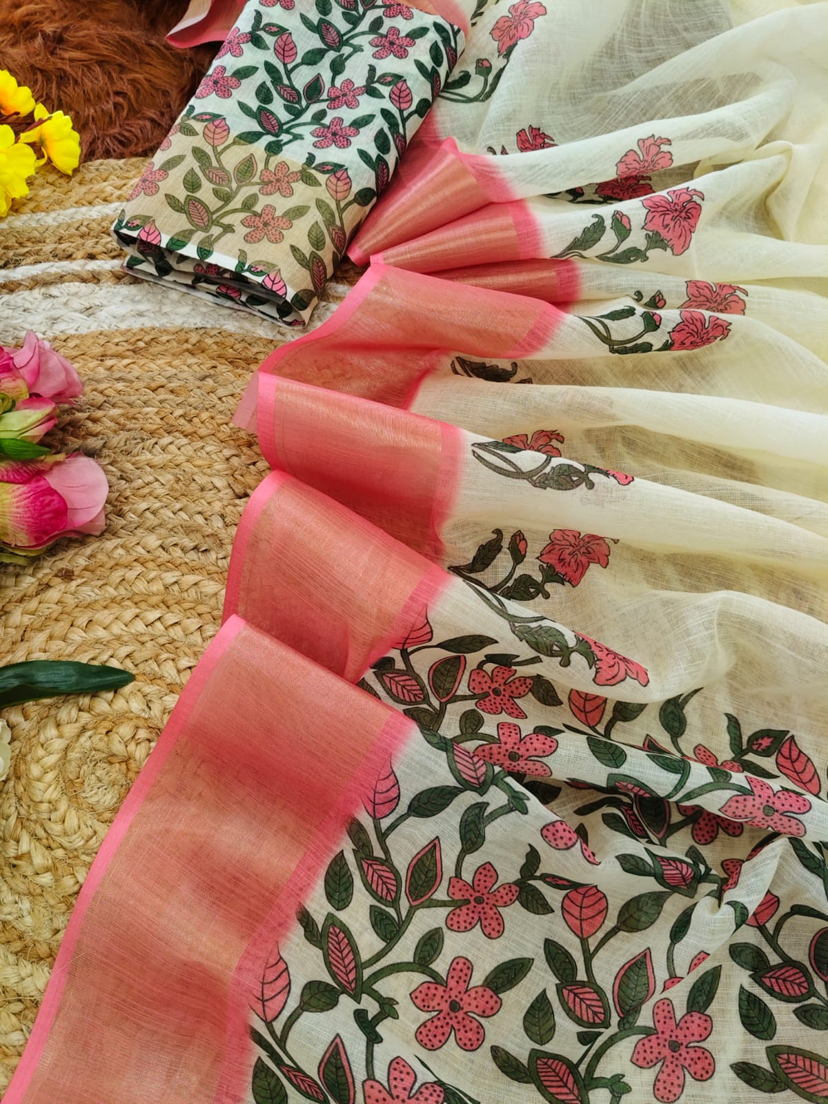 Cream Digital Print Original Japan Satin (Devsena satin)